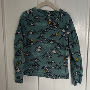 L.L. Bean Teal Mountain Pattern Fleece Sweatshirt